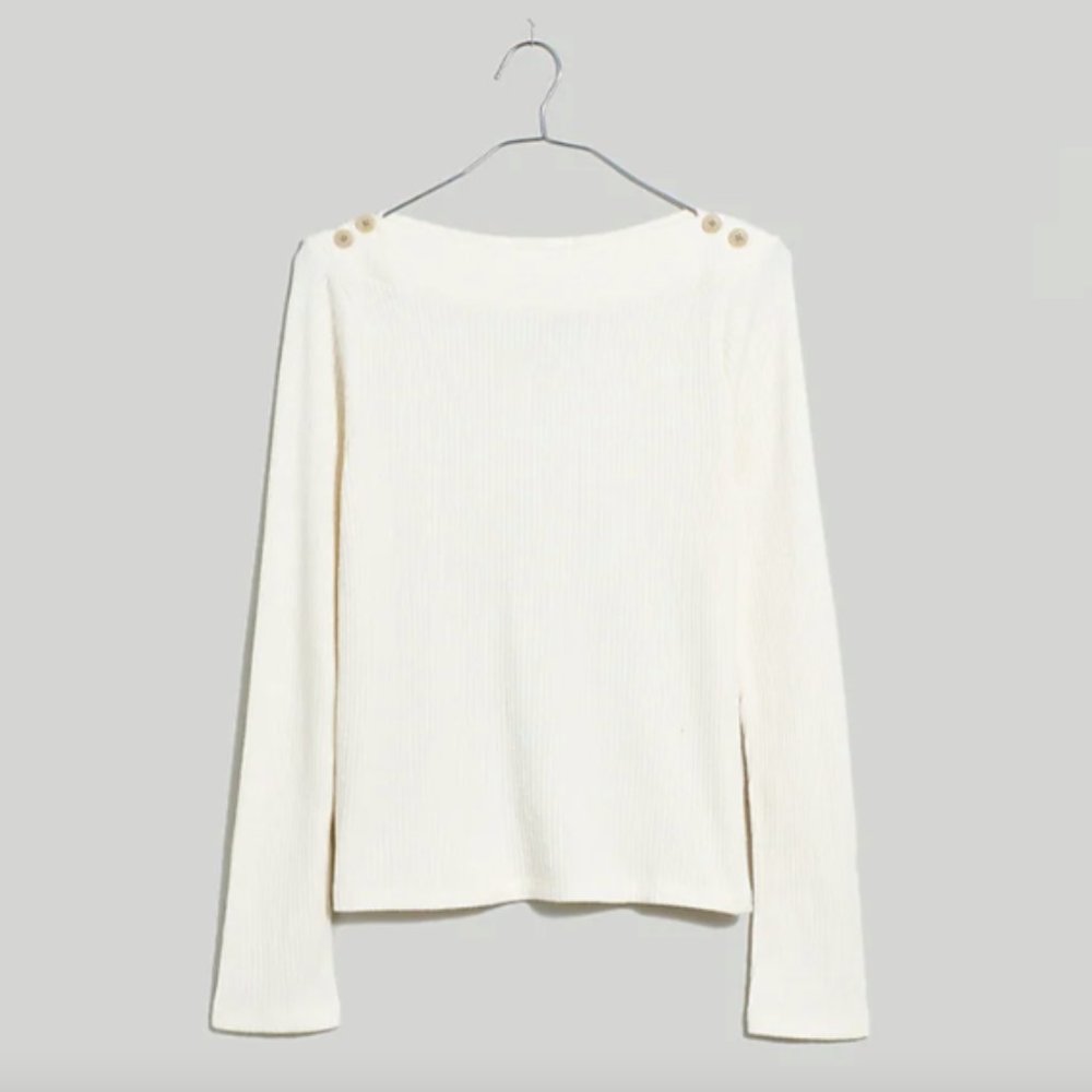 Madewell Boatneck Button Long-Sleeve Top Size XS NWT